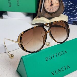 Bottega Veneta Tortoise Shell Aviator Sunglasses